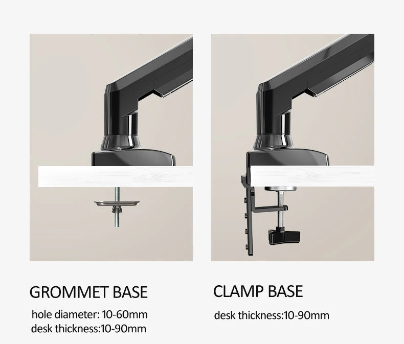 NB F80 + FP-2 Full Motion 360 Rotate Pivot 2-9kg Gas Spring Arm 10'-17' Laptop Tray Desktop Stand Clamp 10-90mm Grommet Hole