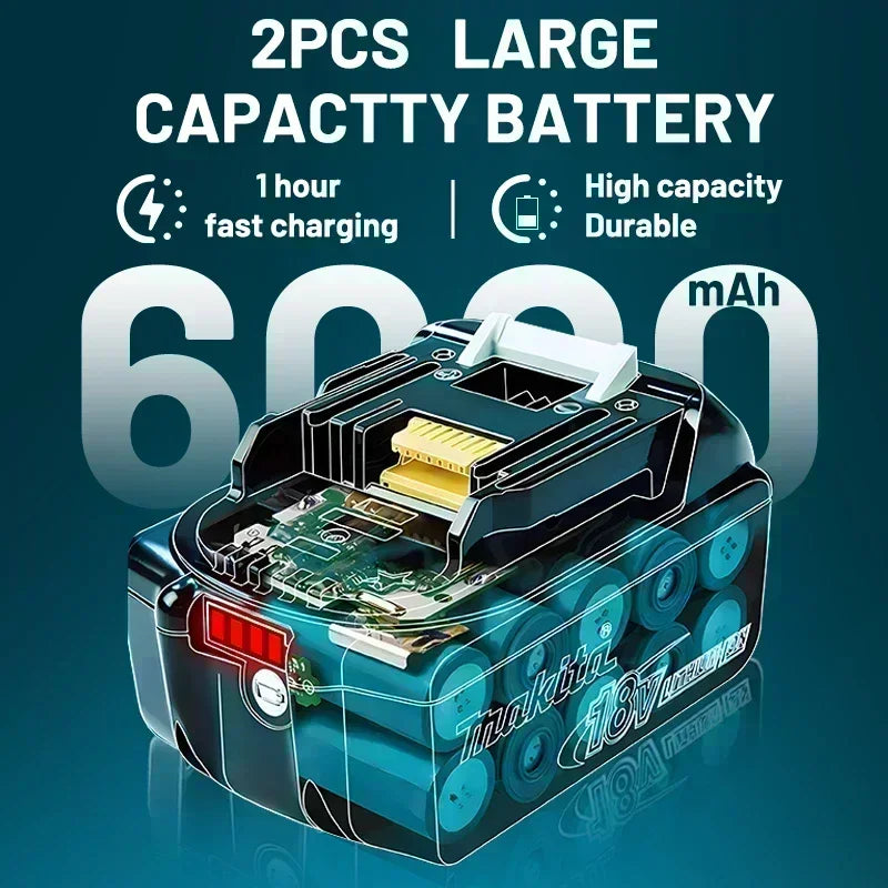 Makita 18V 6.0Ah batteri med laddare för Makita 18V elverktyg