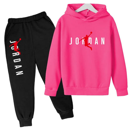 Kids Hoodie Basketball Letters Pullover 3-12Yrs Coat Sweatshirt+Pants Boy Girl Toddler Jogging Clothes Leisure Fashion Brand Set