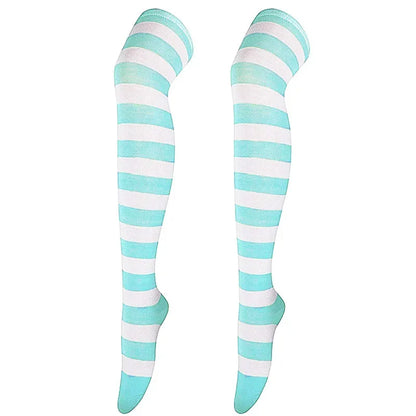 Dam Lolita Overknee Strumpor – Randiga Thigh High Cosplay, 25 Färgkombinationer One Size