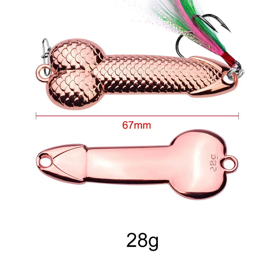 Metal Penis Spoon Lure 3g 7g 11g 15g 21g 28g 36g Hard Bait Tackle Sequin Vibrating Fishing Lure Artificial Bait Feather Hook VIB