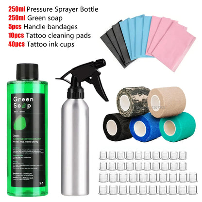 Tattoo Green Soap Kit - 250ML Green Soap with 250ML Aluminium Pressure Sprayer Bottle Tattoo Cleaning Tools  Tattoo Supplies