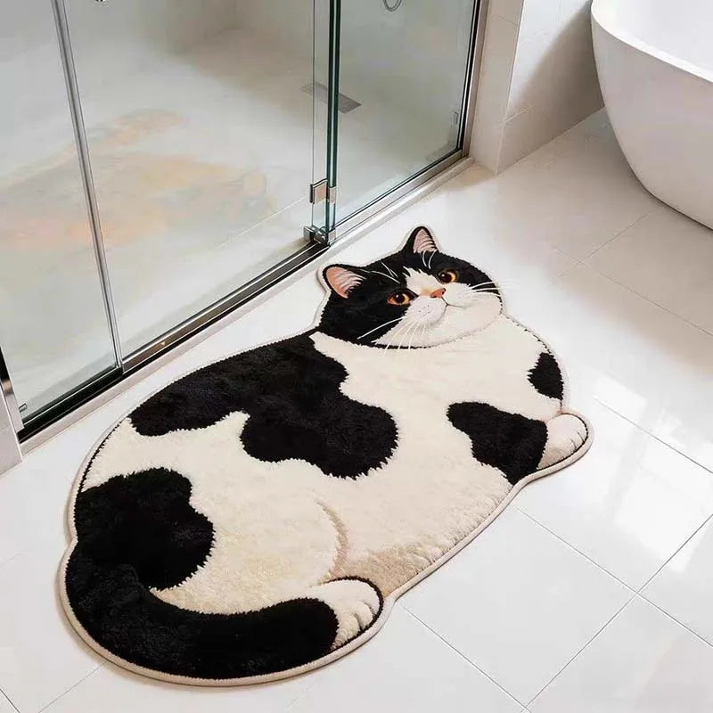 3D Cat Shaped Diatomite Bath Mat High Absorption Non Slip Quick Dry Entryway Floor Pad Household Home Textiles Bath Mat