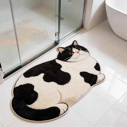 3D Cat Shaped Diatomite Bath Mat High Absorption Non Slip Quick Dry Entryway Floor Pad Household Home Textiles Bath Mat