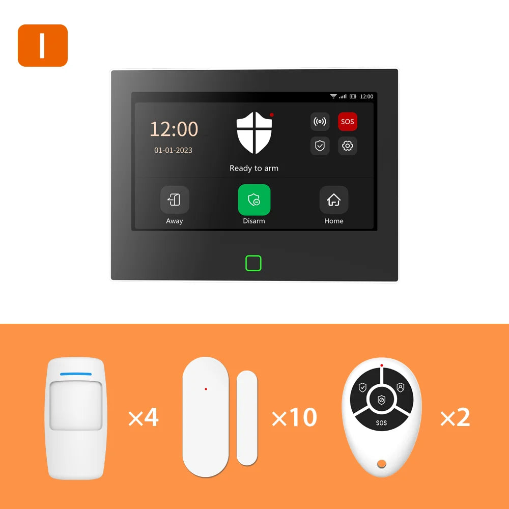 Staniot SecPanel 7" 4G WiFi Larmsystem – 5000mAh Batteri 120dB Siren Alexa Google 150 Zoner Tuya App 10 Språk CE RoHS
