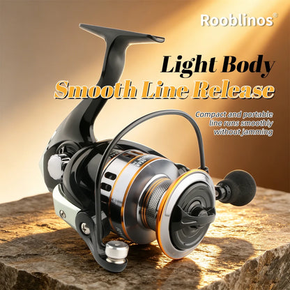 ROOBLINOS RY Spinningrulle 5.2:1 – Mjukt EVA-handtag Nylon Hav & Sötvatten, Storlek 1000–7000