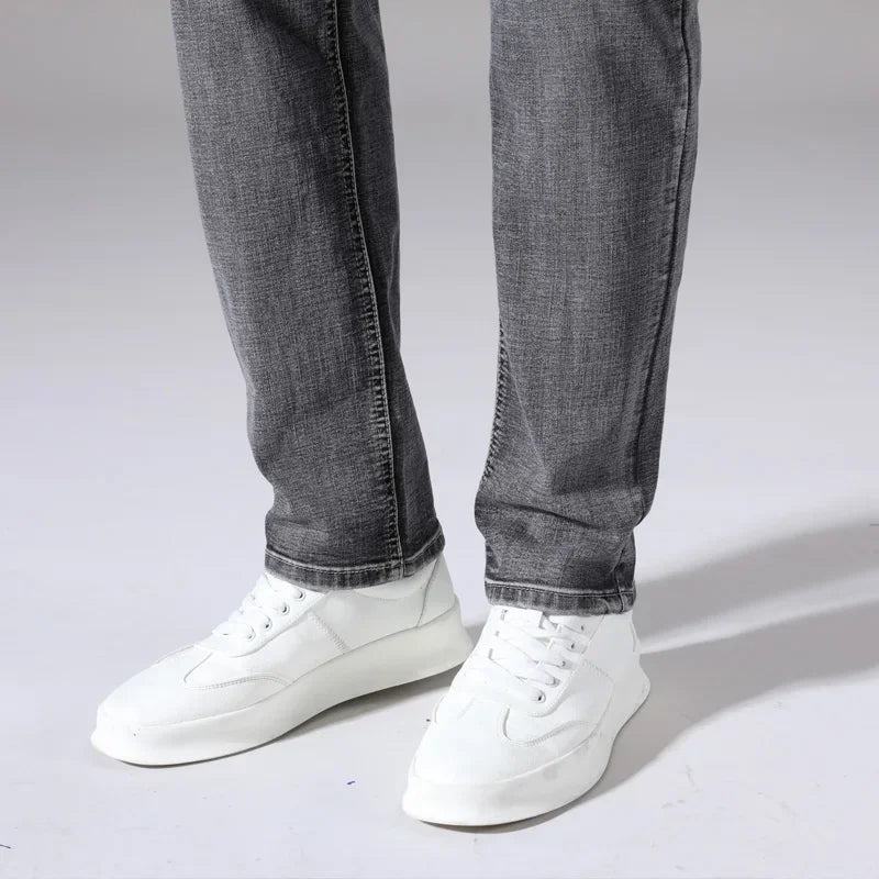 Tunna stretchiga denimjeans för män