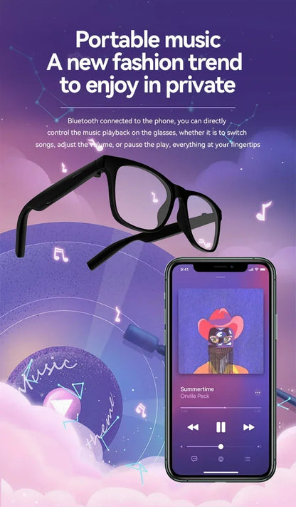 Lenovo AI Smart Glasses Bluetooth Call Music Touch Control Surround Sound Noise Canceling Photography For Study Outdoor Travel