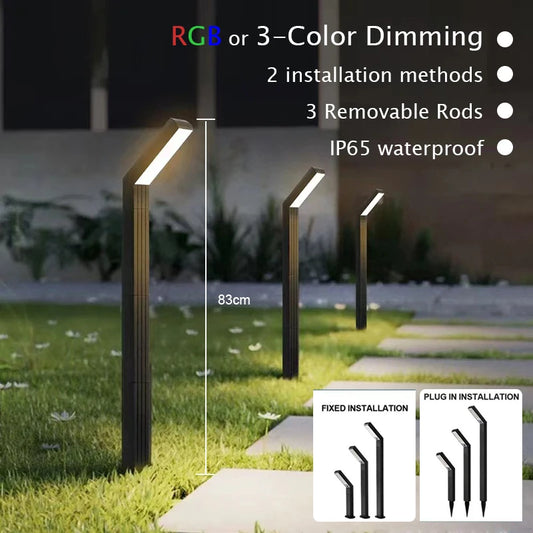 Solcellsdriven Gångvägslampa – 90 LED, RGB & 3-Färger, IP65, 1,8W Solpanel, Kort eller Lång