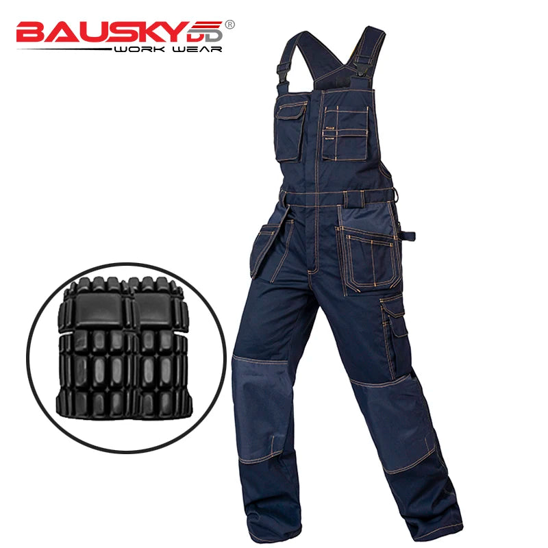 Multi Pocket Work Bib Overalls Men With Knee Pads Working Uniforms Repairman