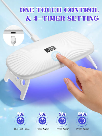 2-in-1 Handheld & Desktop UV Nail Lamp: Dual-Wavelength Fast Curing with 4-Timer Settings & Portable Design