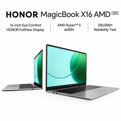 HONOR MagicBook X16 AMD 2025 Laptop 16 Inch  AMD Ryzen 5 6600H Processor AMD Radeon 660M Graphics, 40W Boosted‑Performance Mode, Slim Laptop for Work, Study & Light‑Entertainment