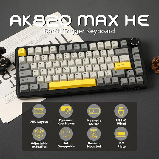 AJAZZ AK820 MAX mekaniskt USB-tangentbord med volymvred