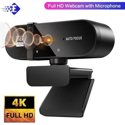 Webbkamera 4K/2K/1080p USB med Autofokus & Inbyggd Mikrofon – för Streaming, Videomöten & Laptop