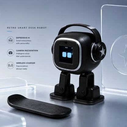 Emo AI Robot – Röststyrning 6 Emoji-uttryck Kamera Realtidssökning Dans & Sång Anpassningsbar CE Vit Svart 2026
