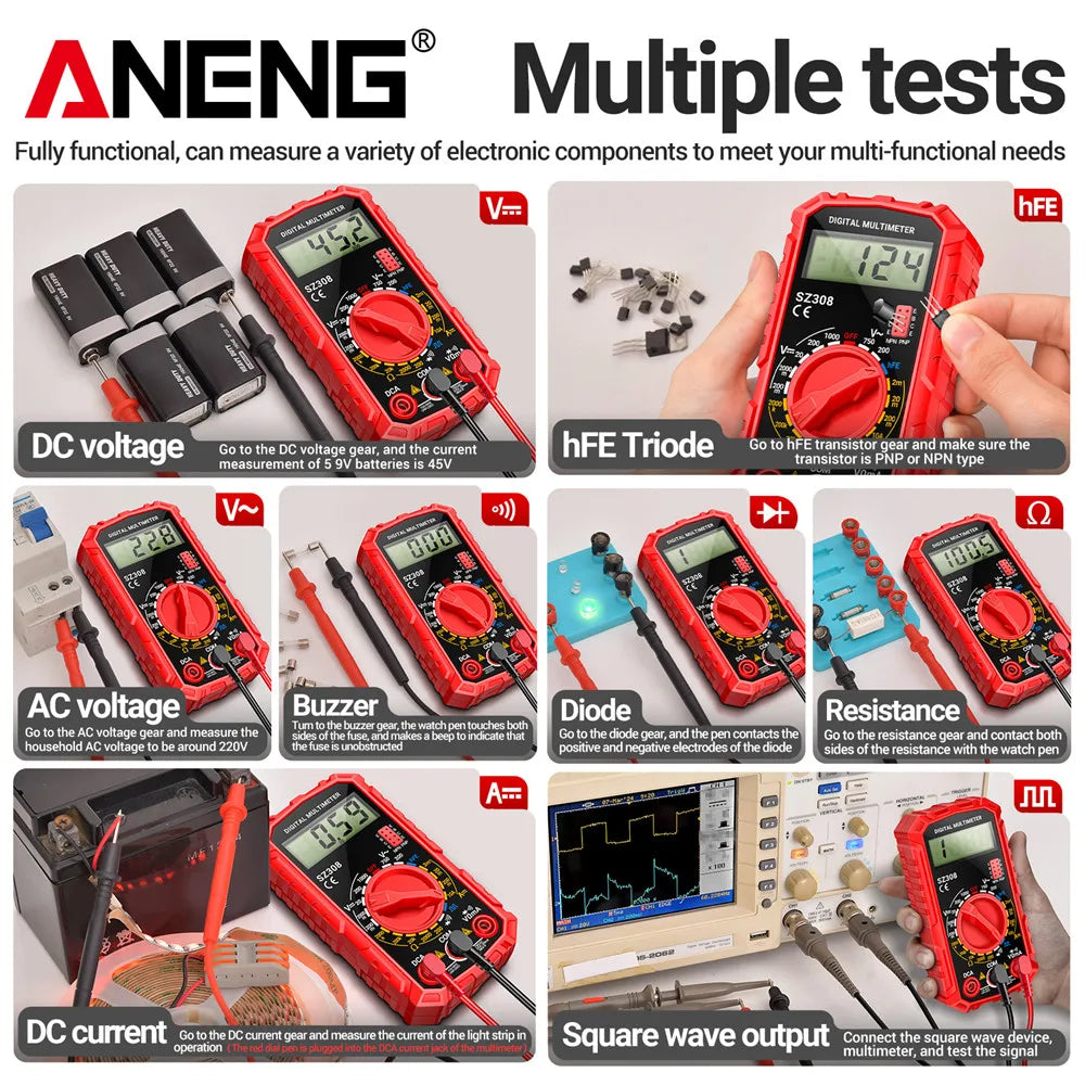 ANENG SZ308 digital multimeter med VD802-spänningspenna
