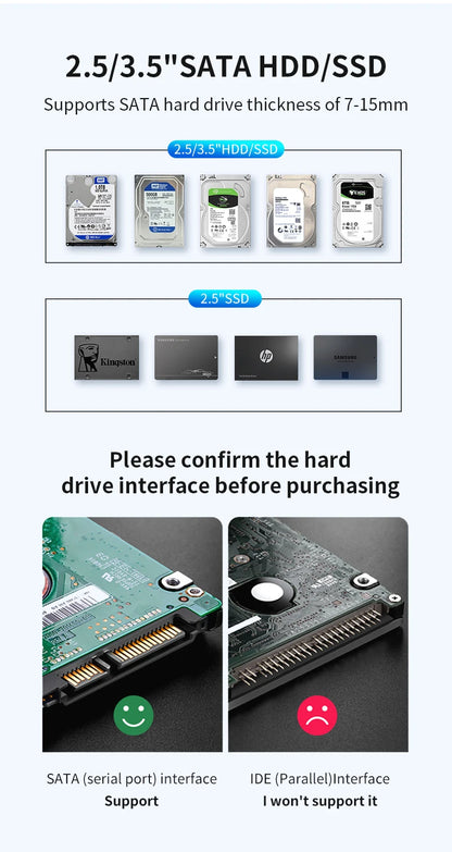 GODO HDD Docking Station SATA to USB 3.0 Adapter for 2.5 3.5 SSD Disk Case HDD Box Dock Hard Drive Enclosure Docking Station