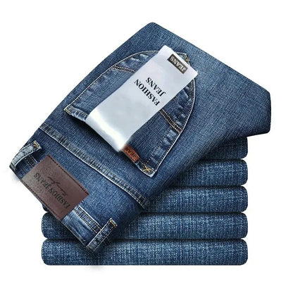 2026 Top Brand Washed Jeans Trousers Four Season Men's High Quality Jeans Business Casual High Waist Denim Pants
