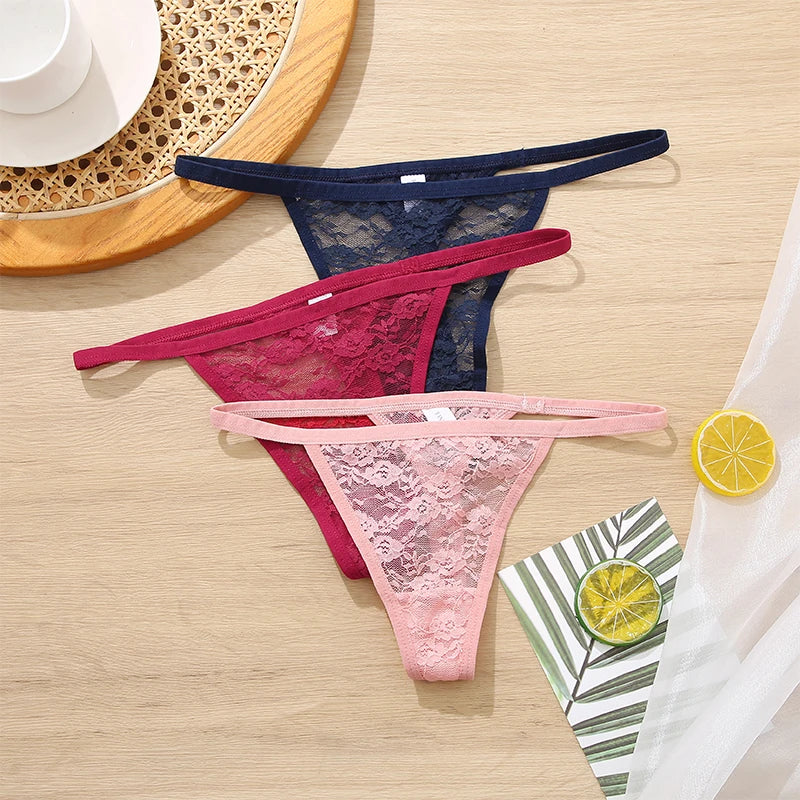 5-pack spetsstring – damunderkläder med blommigt mönster