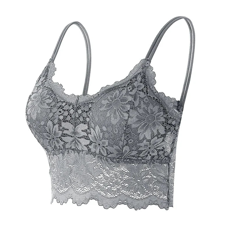 New Women Lace Bras Spring Summer Thin Outside Camisole Solid Underwear Female Hollow Out Vest Bralette Sexy Lingerie Bra