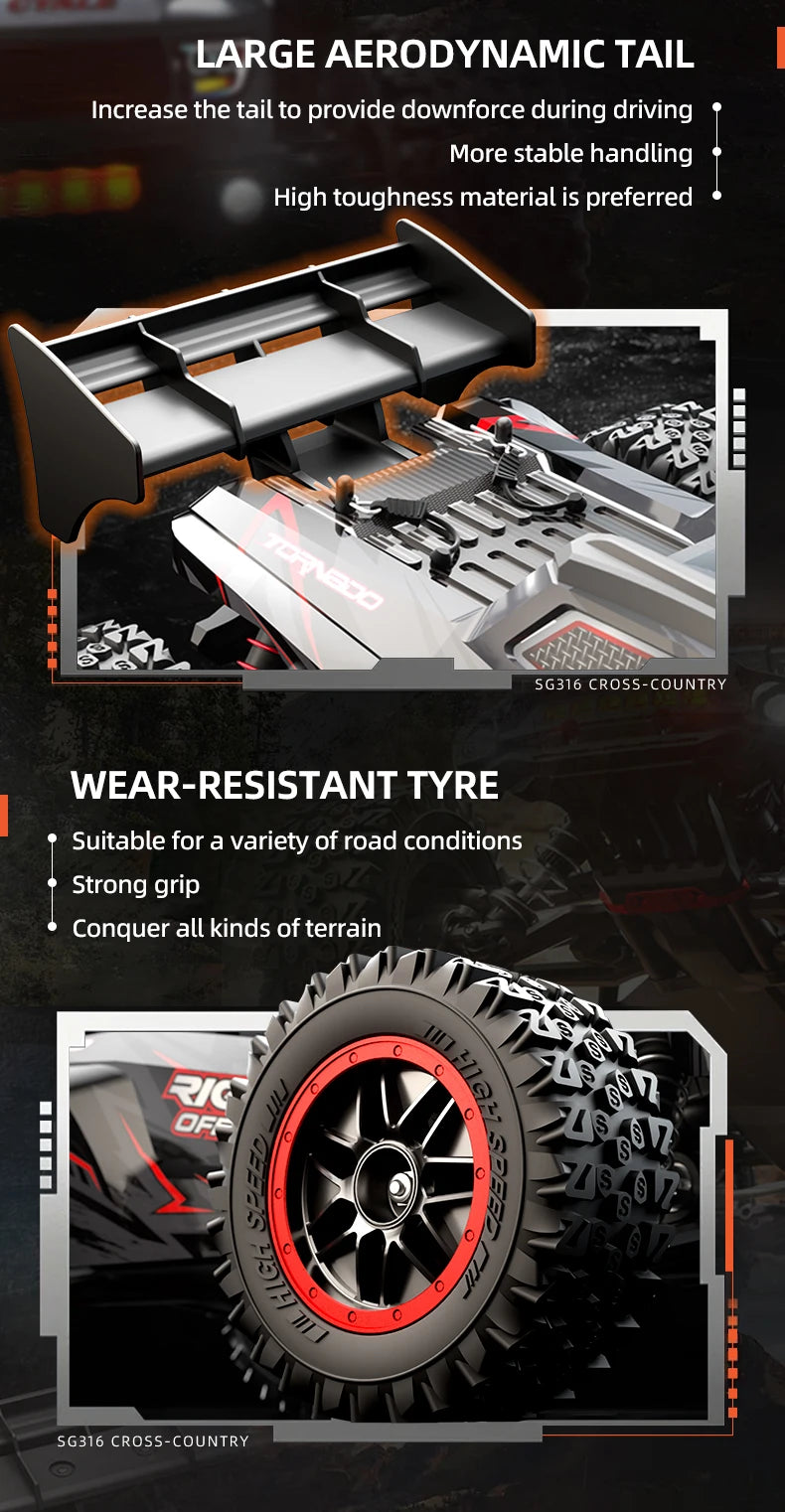 ZLL SG316 MAX 1:16 High Speed Drift Racing Car 80KM/H Brushless Motor 4WD RC Off Road Car Monster Trucks Toys for For Kids Gifts