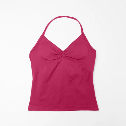 NCLAGEN Seamless Longline Strappy Top Sports Yoga Vest Women Fitness Tank Top Gym Beautiful Open Back Bra Running Workout Halter