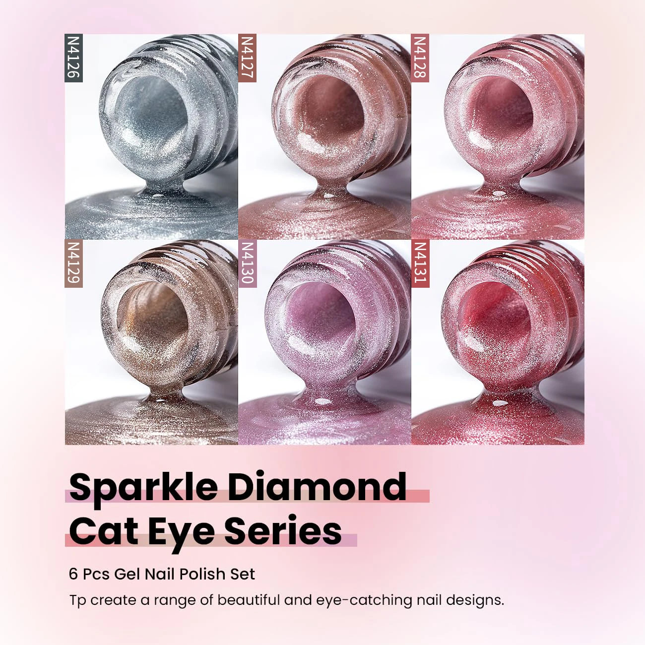 6pcs 7.5ml New Popular Reflective Cat's Eye Magnetic Nail Gel Semi Permanent Nail Art Soaking LED Nail Salon DIY Nail Salon Gel