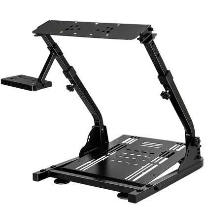 Foldable Racing Steering Wheel Stand Adjustable Universal Steering Wheel Mount Carbon Steel Racing Simulator Stand Anti-slip Feet for Gaming Racing Enthusiasts