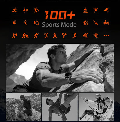 New 1400 mAh Battery Military Smartwatch Men IP68 Waterproof Flashlight Health Monitor Sports Call Smart Watch For iOS Android