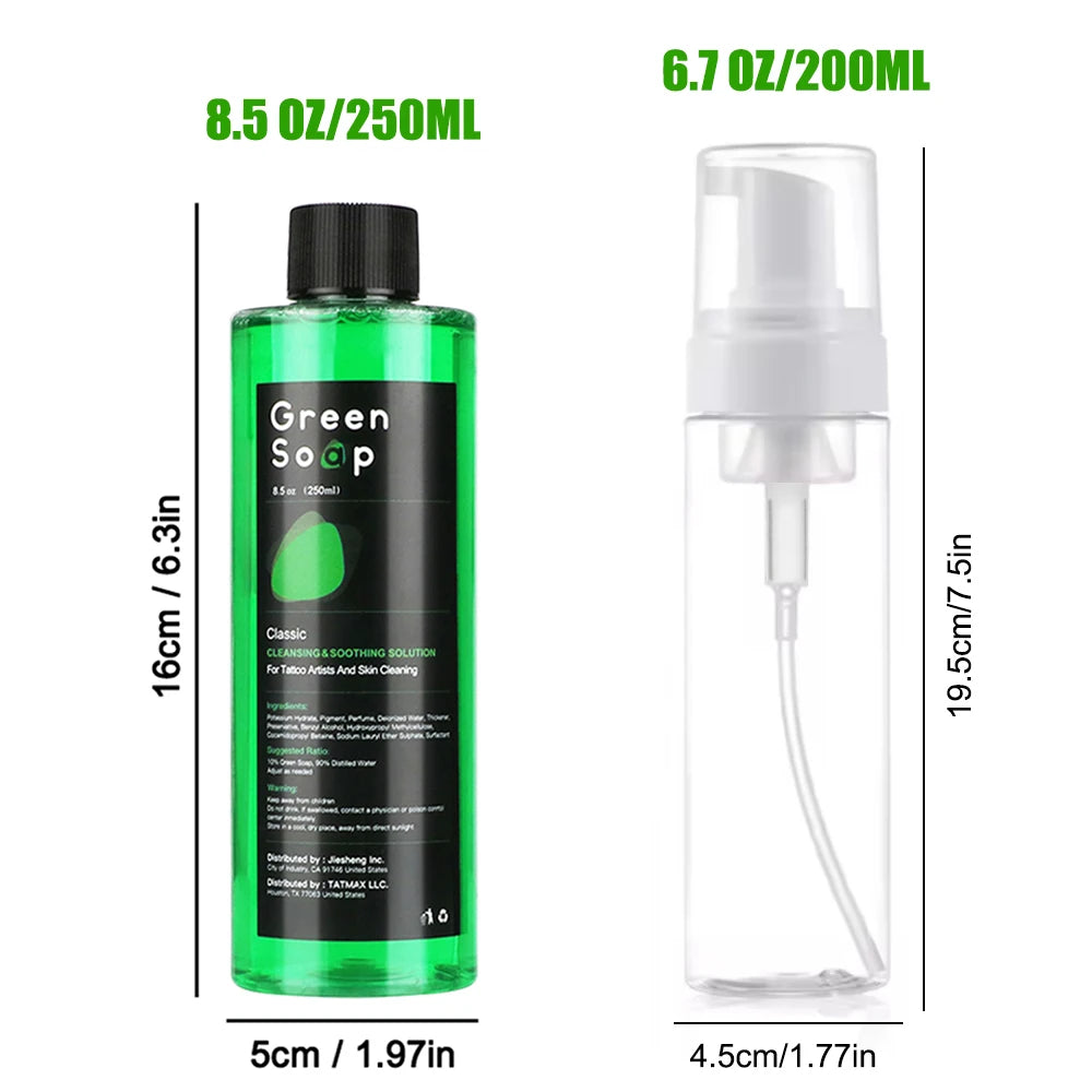 Ultra Concentrated Green Soap Tattoo Foaming Bottle – Tattoo Supplies for Tattoos, Piercings, Skin and Equipment Cleaning
