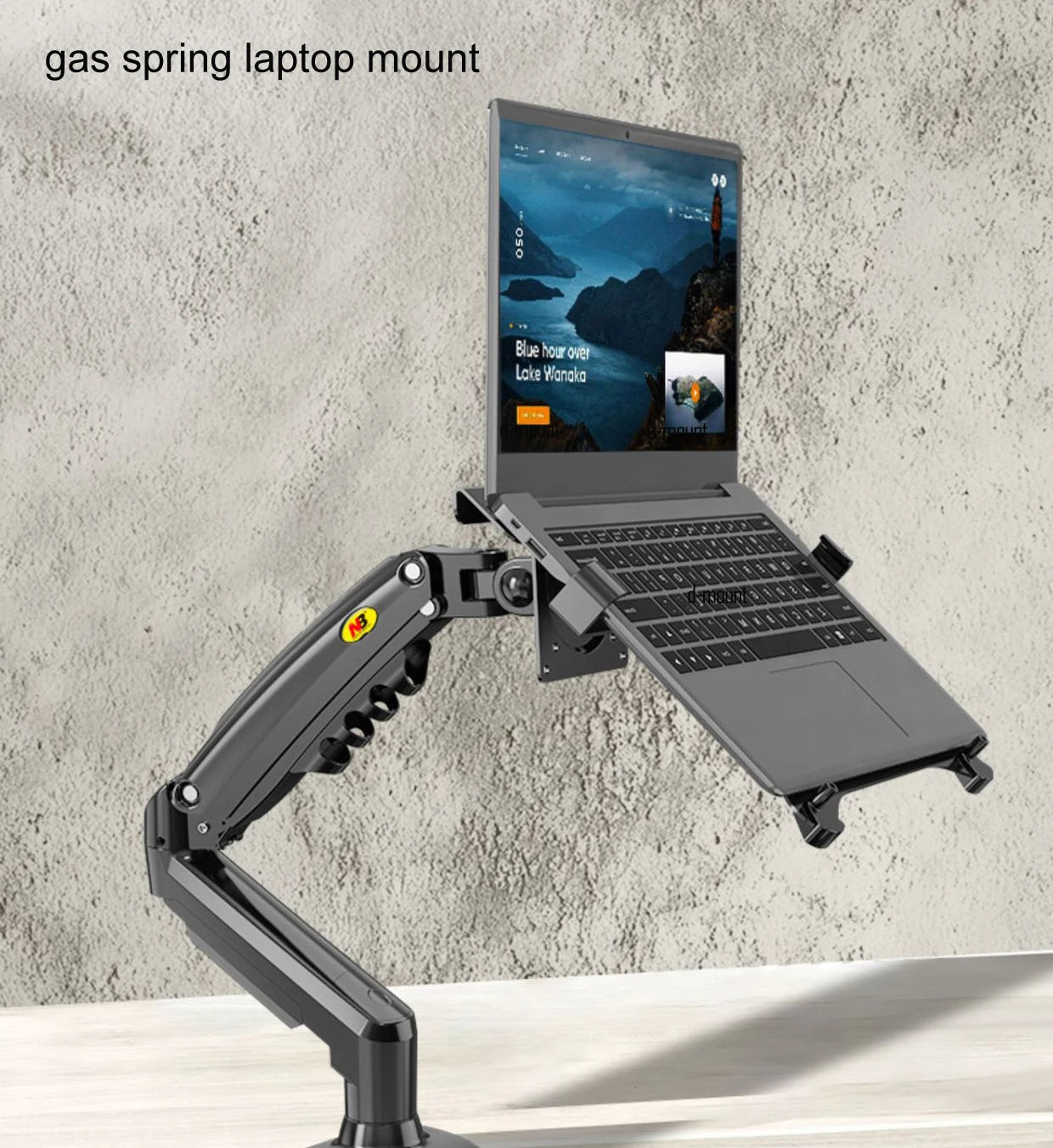 NB F80 + FP-2 Full Motion 360 Rotate Pivot 2-9kg Gas Spring Arm 10'-17' Laptop Tray Desktop Stand Clamp 10-90mm Grommet Hole