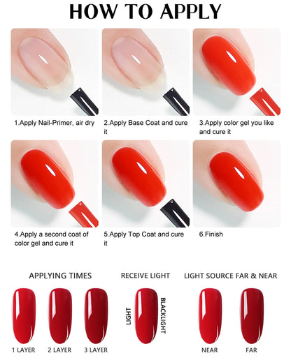 Clou Beaute 12pcs TPO & HEMA FREE Nail Gel Polish Set Red Pink Nude Green Yellow Purple UV Gel Nail Semi Permanent Nail Varnish