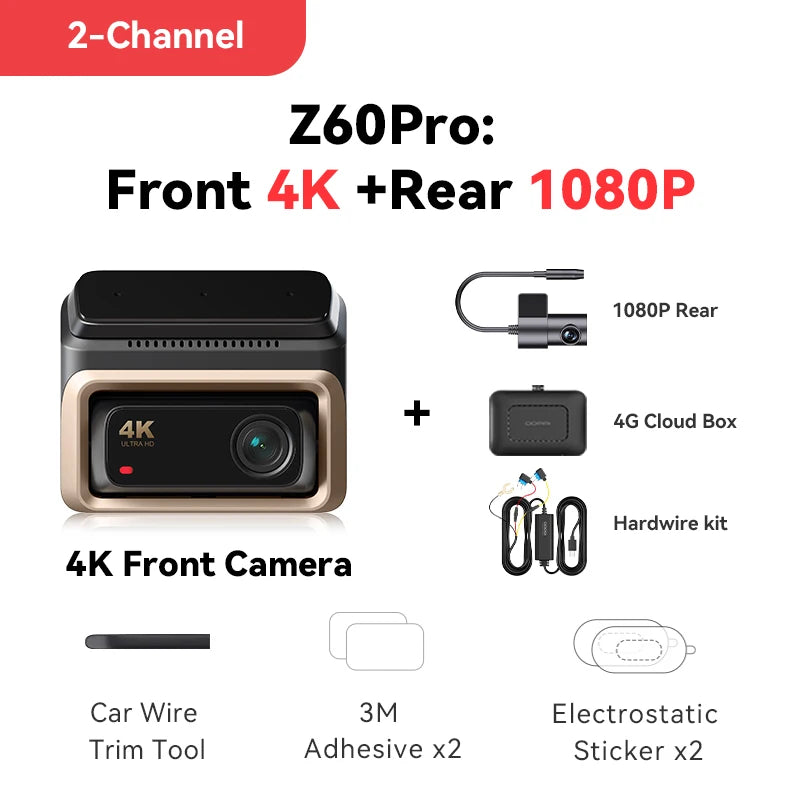 DDPAI Z60 Pro 4K Dashcam – Dubbla Sony STARVIS-sensorer, 5GHz WiFi, GPS, ADAS 2.0 och 4G LTE