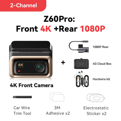 DDPAI Z60 Pro 4K Dashcam – Dubbla Sony STARVIS-sensorer, 5GHz WiFi, GPS, ADAS 2.0 och 4G LTE