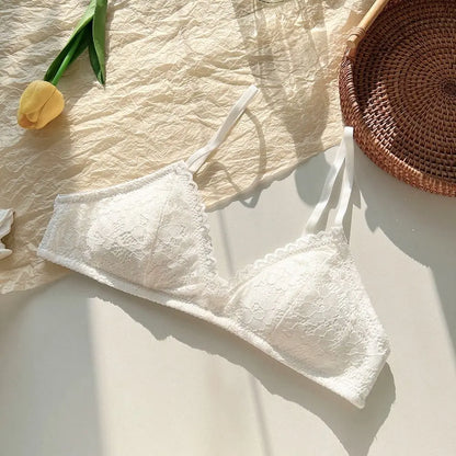 Breathable Sweet Wireless Deep V Bra Shockproof Anti-sagging Underwear for Women Thin Lingerie Lace Push Up Bra Girls