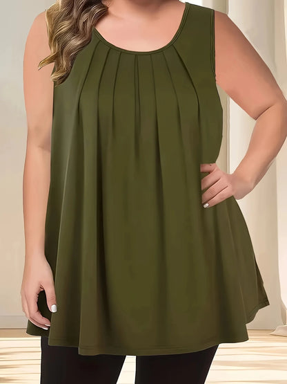 Plus Size Women's Solid Color Tops 1XL-5XL Casual Loose Basic Tee Versatile for Daily Commute & Layering