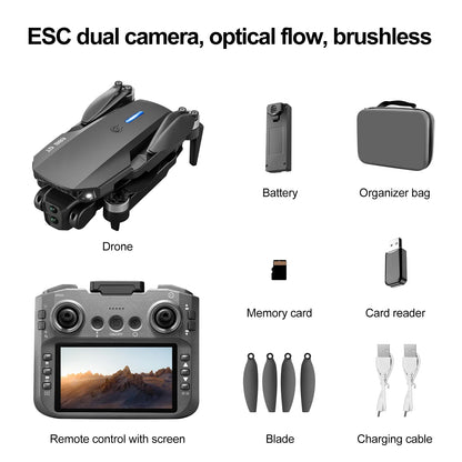 New E88 GT 4K Professional High-definition Drone Aerial Photography 12.5-inch Screen Remote Control Optical Flow Quadcopter Toys