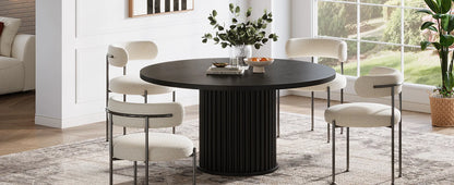 Tribesigns Svart Runt Matbord för 4-6 Personer, 120 cm