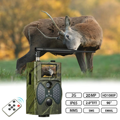 2G GSM MMS SMTP Hunting Trail Camera Cellular Mobile 16MP 1080P Photo Traps Wild Camera HC300M Wireless Wildlife Surveillance