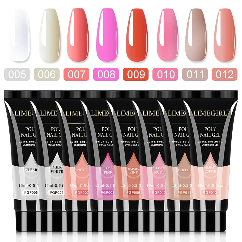 Poly Nail Gel Set 6/8PCS Poly Nail Gel Set For Nail Extension Transparent Brown Finger Quick Building Gel Poly Extension Gel Set