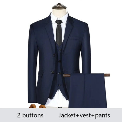 High Quality Men Suits For Wedding 2 Pieces 3 Sets Blazers Stretch Elegant Formal Jackets Vest Pants Full 2025 Tailored Costume