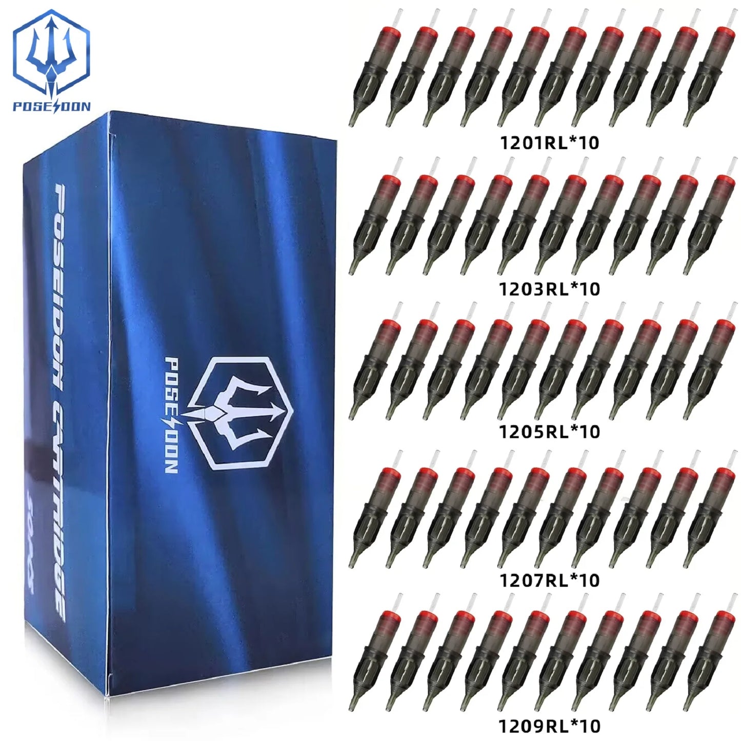 POSEIDON V2 PRO MAX 50PCS Mixed Professional  Tattoo Cartridge Needles Membrane Safety Cartridges Disposable Tattoo Needle