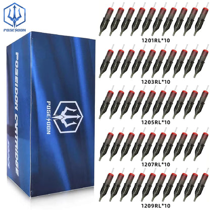 POSEIDON V2 PRO MAX 50PCS Mixed Professional  Tattoo Cartridge Needles Membrane Safety Cartridges Disposable Tattoo Needle