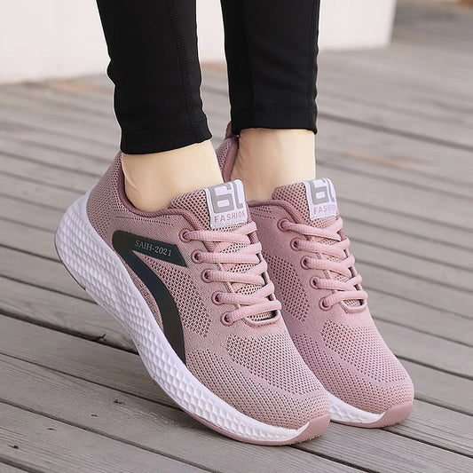 Dam sportskor i flyknit – Andningsbara, löpning, casual, snörning, storlek 35–42, 3 färger