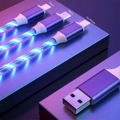 USB 3-i-1-kabel med LED-belysning