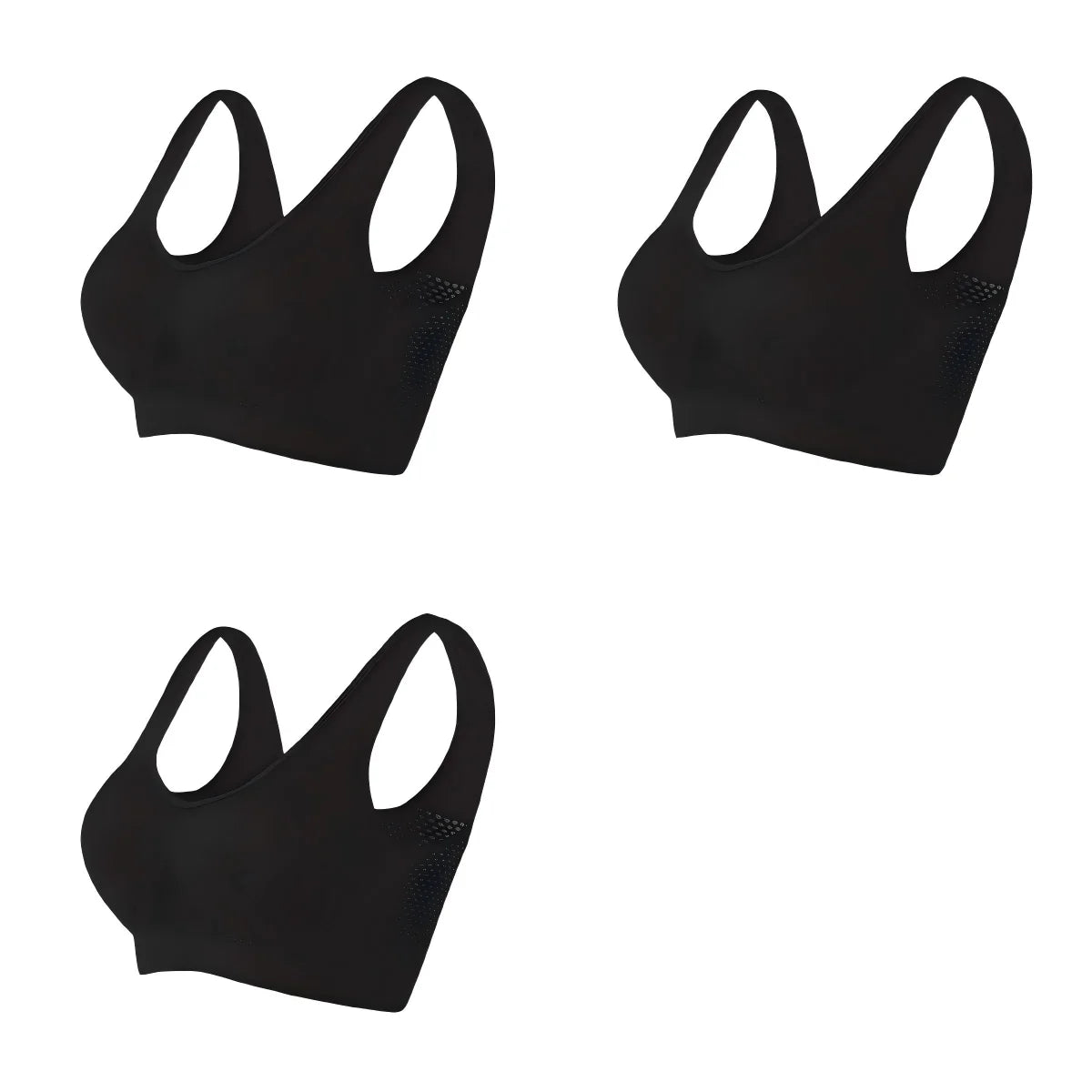 3PCS/lot Hollow out Breathable Sports Bra With Pad Plus Size Seamless Vest For Women Active Wirefree Brassiere Push Up Bra S-6XL