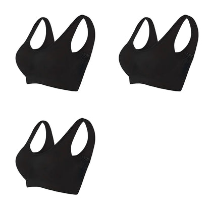 3PCS/lot Hollow out Breathable Sports Bra With Pad Plus Size Seamless Vest For Women Active Wirefree Brassiere Push Up Bra S-6XL