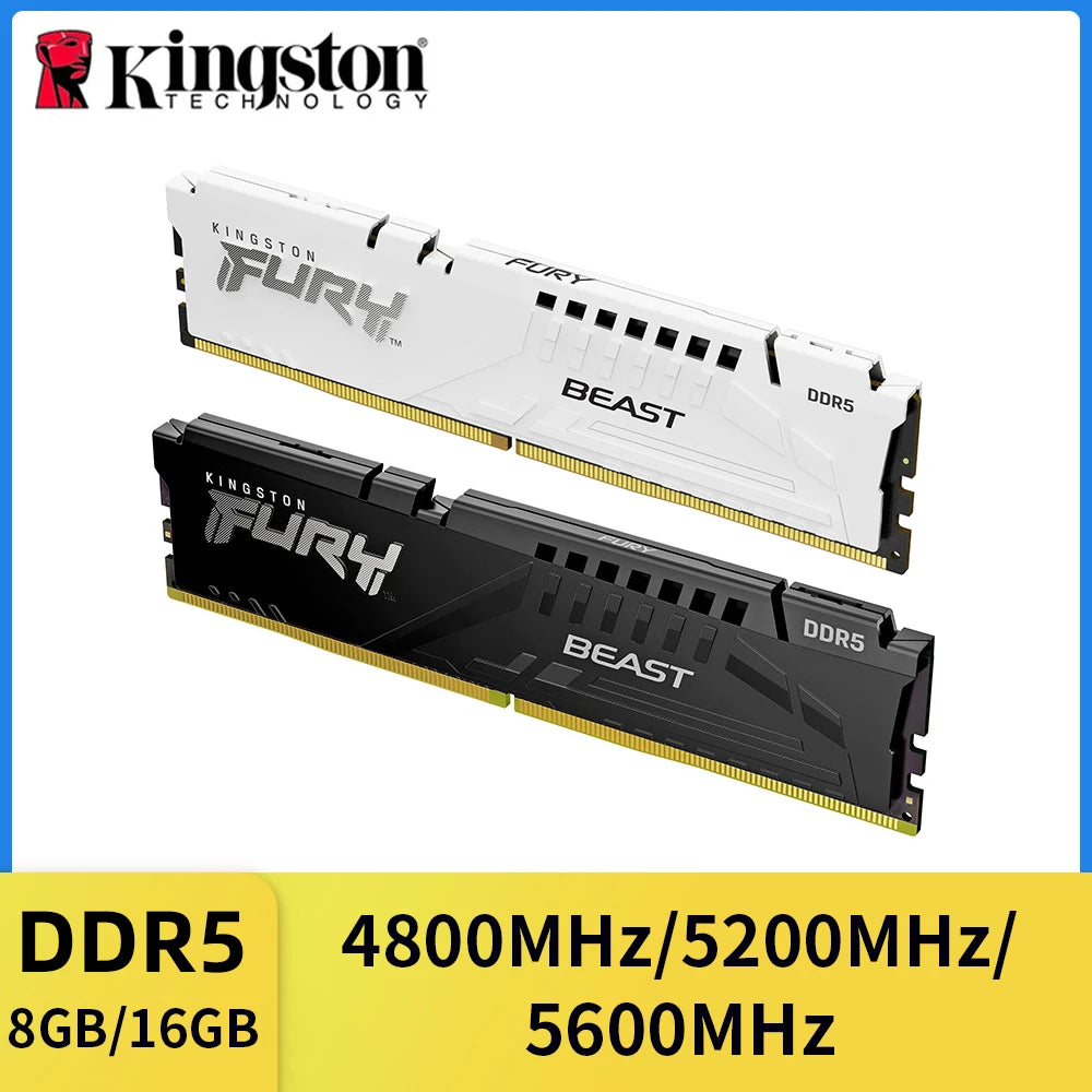 Kingston Fury Beast DDR5 Memory 16 8GB 4800 5200 5600MHz Desktop for AMD Intel CPU Motherboard Memory RAMs 288 PIN Memory Module