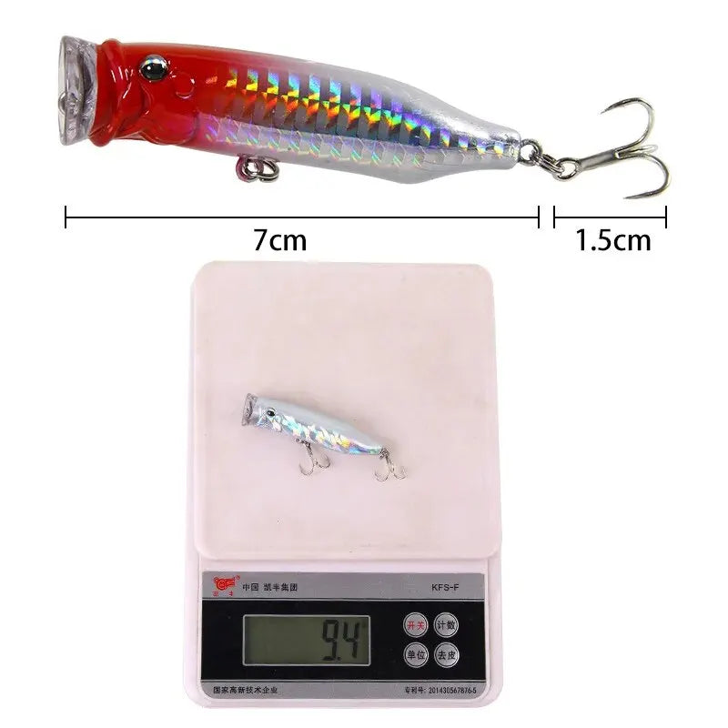 1Pcs Fishing Lures 7cm/9.4g Popper Bait 2024 New Topwater Plastic Artificial Hard Bait Crankbait Wobblers Perch Fishing Tackle