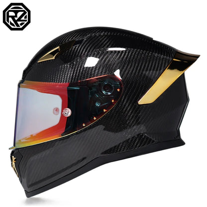 ORZ Carbon Fiber Motorcycle Helmets Men's and Women's Four Seasons Lightweight Helmets Motocross Color Lens Cosas Moto